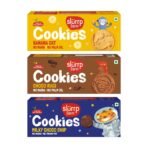Slurrp Farm No Maida Assorted Cookies | Banana Oat - Choco Ragi - Milky Choco | Pack of 3x80g | Fast Shipping USA & Canada