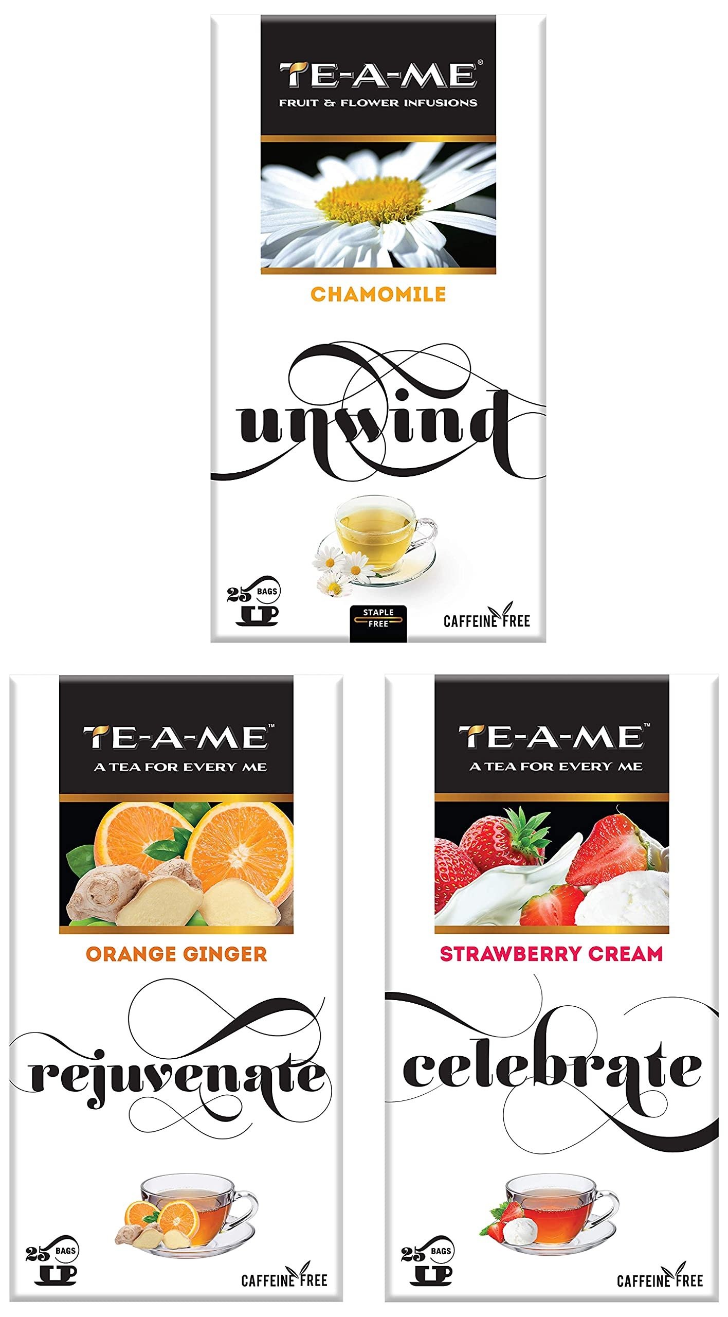 71vis3VYacL-1.jpg TE-A-ME Chamomile Infusion Tea, 25 Infusion Tea Bags- Orange Ginger Herbal Infusion Tea, Pack of 25 Tea Bags (2 Flavored Bags Free) - Strawberry Cream Infusion, 25 Tea Bags (3 Flavored Bags Free) - Fast Shipping to USA & Canada - Image 1