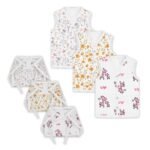 MOM'S HOME Jhabla and Nappy for New Born Baby | Organic Cotton Muslin Jabla and Langot Set | Bloom, Blossom & Pink Giraffe | Pack of 3 - Fast Shipping to USA & Canada