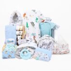 MOM'S HOME New Born Baby Organic Cotton Essentials Gift Set | Multicolor | 40 Items - Fast Shipping to USA & Canada