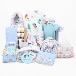 MOM'S HOME New Born Baby Organic Cotton Essentials Gift Set | Multicolor | 40 Items - Fast Shipping to USA & Canada