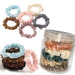 TEMPERIA (6 pcs) Silk Satin Scrunchies For Women & Girls with Box - Stylish Luxury Ponytail Rubber Band Ties for Hair - (Random Colors) (MN03) - Fast Shipping to USA & Canada