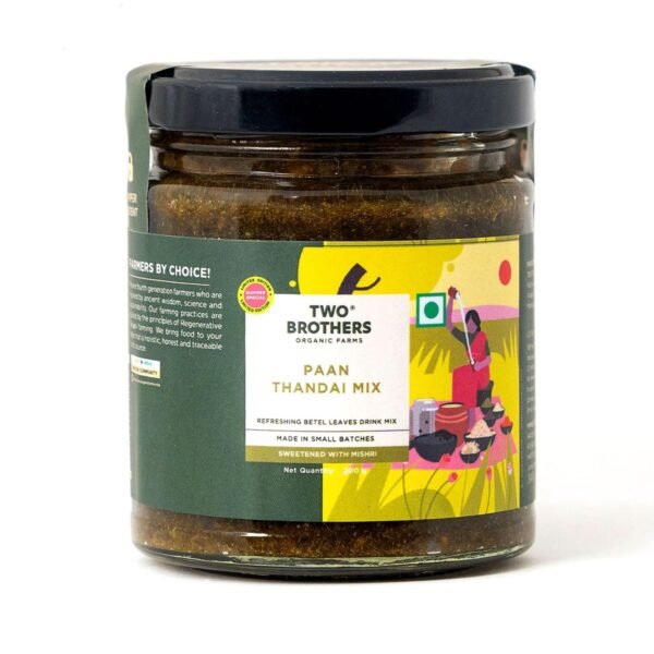 TWO BROTHERS ORGANIC FARMS Paan Thandai Mix 200G|Made With Natural Ingredients|Free From Harmful Chemicals|Traditional Recipe With Cooling Ingredients |No Artificial Flavors - Fast Shipping to USA & Canada