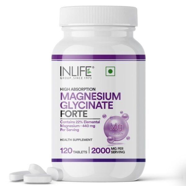 INLIFE Magnesium Glycinate 2000mg - 120 Tablets - Fast Shipping to USA & Canada