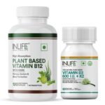 INLIFE Plant Based Vitamin B12 & D3 - 120 & 60 Capsules - Fast Shipping to USA & Canada