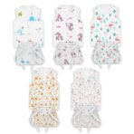 MOM'S HOME Organic Cotton Muslin Jhabla and Nappy for New Born Baby | Bloom, Blossom, Pink Giraffe, Flamingo & Whale | Pack of 5 - Fast Shipping to USA & Canada