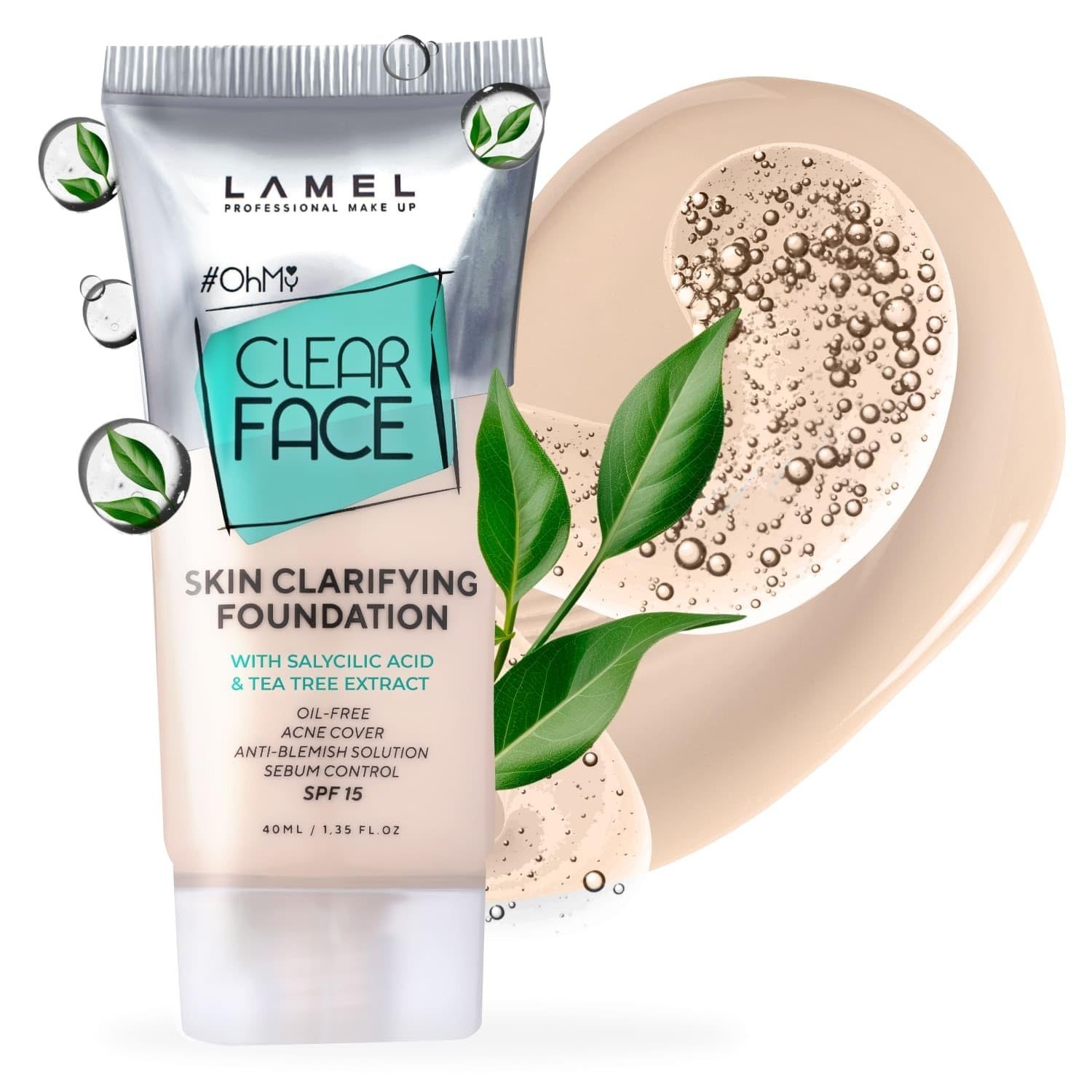 71zRrrPY24L-1.jpg Lamel - Oh My Clear Face Full Coverage Foundation - Sensitive Skin Care |Organic & Oil-Free | 40 Ml - Fast Shipping to USA & Canada - Image 1