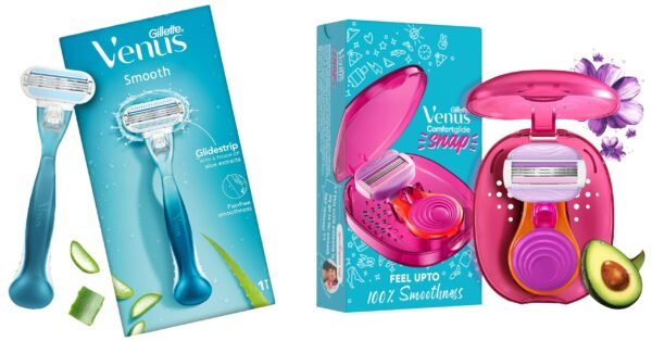 Gillette Venus Snap Hair Remover| Women Body Razor|Compact case|Soap gel bar with avocado & Gillette Venus Hair Removal Razor for Women with Aloe Vera, 1 Pc - Fast Shipping to USA & Canada