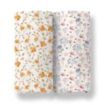 MOM'S HOME Organic Cotton Baby Muslin Swaddle Wrap Set | Bloom Blossom Print | 100x100 cm | 0-12 Months | Pack of 2 | Soft & Breathable Baby Blanket - Fast Shipping to USA & Canada