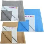 First Kick Waterproof Baby Bed Protector/Mattress Cotton Dry Sheet (100 cm X 70 cm) for Born Baby/Kids- (Beige,Ferozi,Grey) - Medium, Pack of 3 - Fast Shipping to USA & Canada