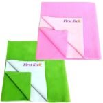 First Kick Waterproof Baby Bed Protector/Mattress Cotton Dry Sheet (70cm X 50 cm) for Born Baby/Kids- (Kiwi, Pink) - Small, Pack of 2 - Fast Shipping to USA & Canada