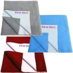 First Kick Waterproof Baby Bed Protector/Mattress Cotton Dry Sheet (100 cm X 70 cm) for Born Baby/Kids- (Maroon,Ferozi,Grey) - Medium, Pack of 3 - Fast Shipping to USA & Canada