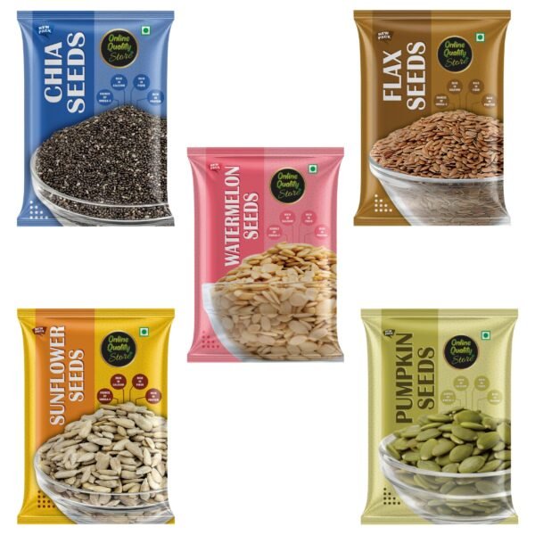 Online Quality Store Chia, Watermelon, Pumpkin, Sunflower, Flax Seed Combo (5 x 100g, 500g) - Fast Shipping to USA & Canada