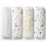 haus & kinder 100% Cotton Muslin Swaddle for New Born Baby-Soft Swaddle Cloth for New Born | Baby Swaddle Wrap for New Born, Multicolor Muslin Cloth for New Born Baby, Jungle Safari, 4 Pc, 100x100 Cm - Fast Shipping to USA & Canada