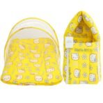 Infantbond Mattress with Net & Sleeping Bag (Blue/Yellow) ? Fast Shipping to USA & Canada