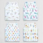 1ST STEP 100% Soft Muslin Cotton Side Knot Baby Jhabla - Pack of 4 - Set 1 - New Born - Fast Shipping to USA & Canada