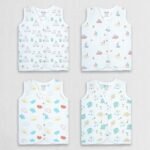 1ST STEP 100% Soft Muslin Cotton Snap Button Baby Jhabla - Pack of 4 - Set 2 - New Born - Fast Shipping to USA & Canada
