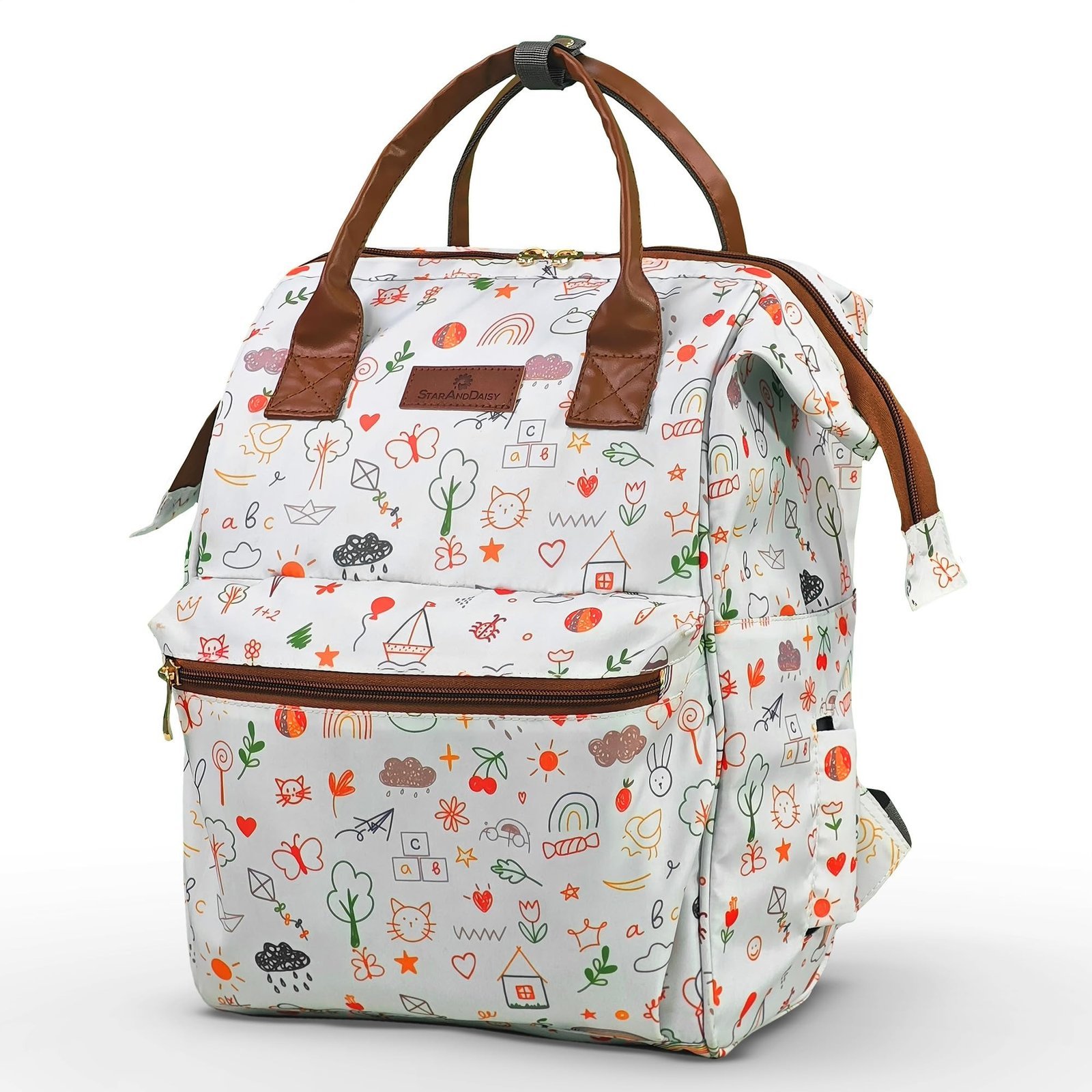 81GenPwmU2L-1.jpg StarAndDaisy Baby Diaper Bag for Mother Travel/Diaper Bags for Mother for Travel with Laptop Pocket, Multi Compartments, Insulated Bottle Pockets, Waterproof, Ultra soft fabric - Nature Print - Fast Shipping to USA & Canada - Image 1