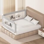 Kids Station Comfy Baby Safety Bed Rail ? Foldable, Portable, 28-Level Adjustable Height ? 6.3ft x 6ft (192x180cm), 2 Side Guard, 2.6ft Height ? Made in India, Patented Design (Grey, Basic) - Fast Shipping to USA & Canada