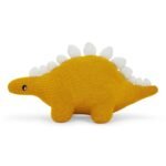 haus & kinder Knitted Dinosaur Soft Toy - 100% Cotton Cover Toy Gift for Kids, Soft Toys for Girls & Soft Toys for Boys, Toddler Toys, Toys for New Born Baby Boy and Girls, Corn Silk, 10X25 CM, 1Pc - Fast Shipping to USA & Canada