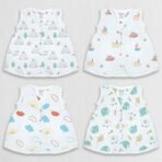 1ST STEP 100% Soft Muslin Cotton Snap Button Frock - Pack of 4 - Set 2 - New Born - Fast Shipping to USA & Canada
