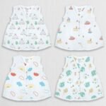 1ST STEP 100% Soft Muslin Cotton Snap Button Frock - Pack of 4 - Set 2 - New Born - Fast Shipping to USA & Canada