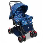 StarAndDaisy Lightweight Stroller for Boys 0-3 Years - Pram With 3-Point Safety Harness, Adjustable Backrest, 360? Swivel Wheel, Square Print, Blue - Fast Shipping to USA & Canada