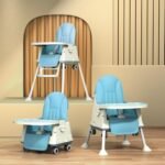 StarAndDaisy High Chair for Baby/Baby Feeding Chair for 0 to 5 Years with 4 in-1 Multifunctions/High Chair with Height Adjustable, Detachable Tray & One-Hand Adjustable -Blue - Fast Shipping to USA & Canada