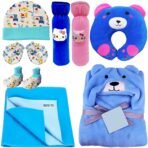 First Kick New Born Baby Gift Set Combo Pack for Baby Boys and Baby Girls Pack of 8 Pcs Blue Dogs - Fast Shipping to USA & Canada