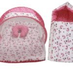 Infantbond Born Baby Bed with Net & Carry Bag (Star & Moon Pink) ? Fast Shipping to USA & Canada