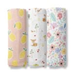 haus & kinder Muslin Swaddles for Newborn ? Pack of 3 | 100% Cotton Baby Swaddle Blankets | Soft, Breathable, Lightweight, Organic | 100x100 cm ? Citrus Groove Collection (Multicolor) - Fast Shipping to USA & Canada