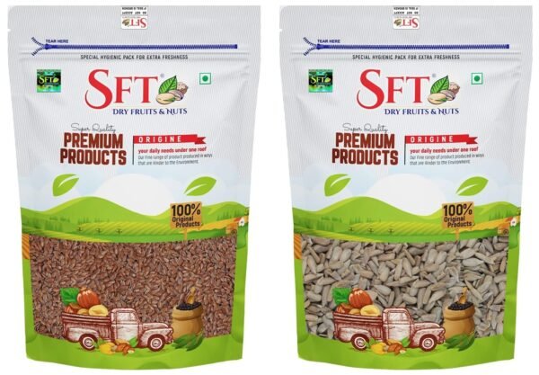 SFT Alsi Fresh Flax Seeds, 1 Kg, Pack Of 1 & Sunflower Whole Seeds 1 Kg - Fast Shipping to USA & Canada