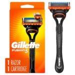 Gillette Men's Fusion5 Razor Handle + 1 Blade Refill, Stainless Steel, Contemporary, Men's, Male, Stainless Steel, 5 Blades, 1 Count - Fast Shipping to USA & Canada