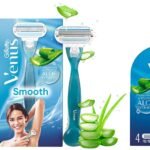Gillette Venus Hair Removal Razor Blades/Refills/Cartridges for Women, 4 Pc (Aloe Vera Glidestrip) & Hair Removal Razor for Women, 1 Pc & Comfortglide Hair Removal Razor for Women, Freesia Scent, 1 Pc - Fast Shipping to USA & Canada