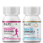 INLIFE Multivitamin for Women with Omega 3 & Fish Oil - 60 Capsules & 60 Softgels - Fast Shipping to USA & Canada