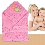 MOM CARE Baby Wrapper with Hood,Sleeping Bag,Soft Cotton Blanket Quilt (Pink) - Fast Shipping to USA & Canada