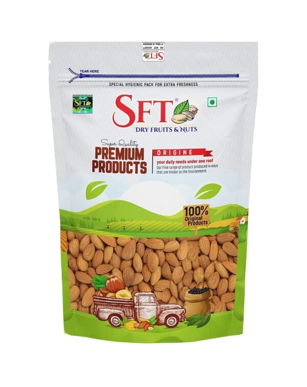 SFT Pure California Almonds/Badam Whole, 200g, Real Nuts, High in Fiber, Badam Giri, Rich in Protein, Magnesium, Phosphorus and Dietary Fibre, Nuts & Dry Fruits, Value Pack - Fast Shipping to USA & Canada