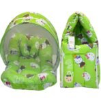 Infantbond Baby Bed Combo with Net & Carry Bag (Green Teddy) ? Fast Shipping to USA & Canada