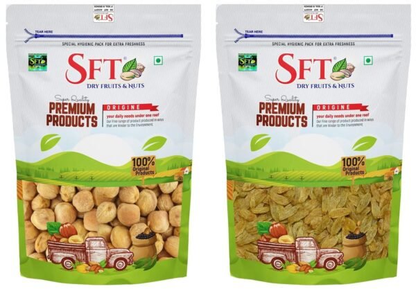 SFT Dried Apricot Organic (Khumani) (Grade - Big Size) 1Kg & Raisins Afghani Green Handpicked (Kishmish) Seedless , Dry Grapes 1kg - Fast Shipping to USA & Canada