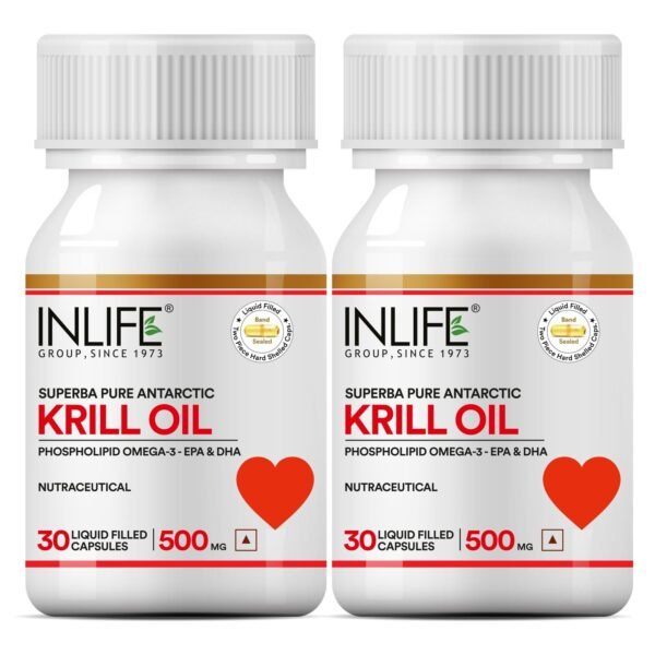 INLIFE Krill Oil Omega 3 500mg - 30 Softgels x2 - Fast Shipping to USA & Canada