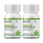INLIFE Neem Oil 350mg with Peppermint Oil 150mg - 120 Liquid Capsules - Fast Shipping to USA & Canada