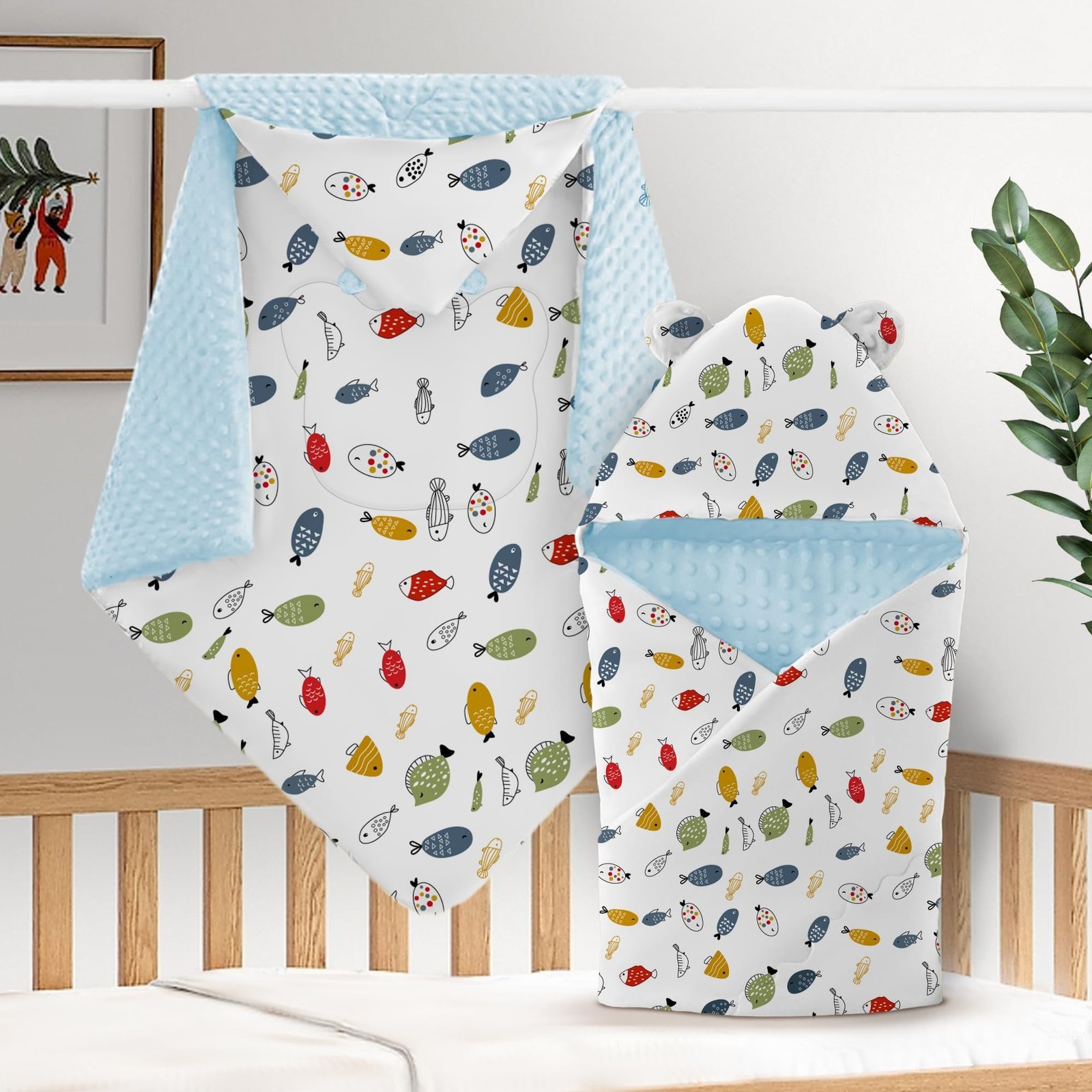 81cnF6h6j3L-1.jpg StarAndDaisy Swaddle Blanket for Newborn Baby Wrap Swaddler Size- 80 X 80 CM/Soft Cotton Baby Blanket/Must-Have New Born Baby Essentials -Blue - Fast Shipping to USA & Canada - Image 1