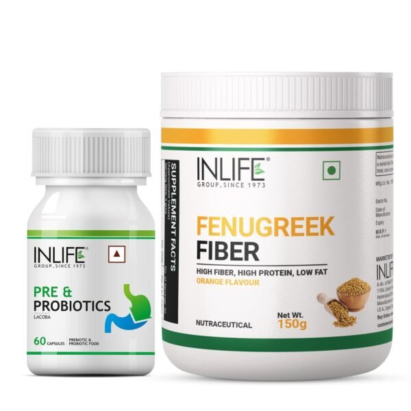 INLIFE Probiotics with Fiber - 150g Powder & 60 Capsules - Fast Shipping to USA & Canada