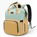 StarAndDaisy Diaper Bag New Born Baby/Maternity Backpack Mother With Back Side Opening,15+ Compartments,Insulated Pockets,Waterproof,Ultra Soft Leatherite Fabric,22Lt Capacity,green,yellow - Fast Shipping to USA & Canada