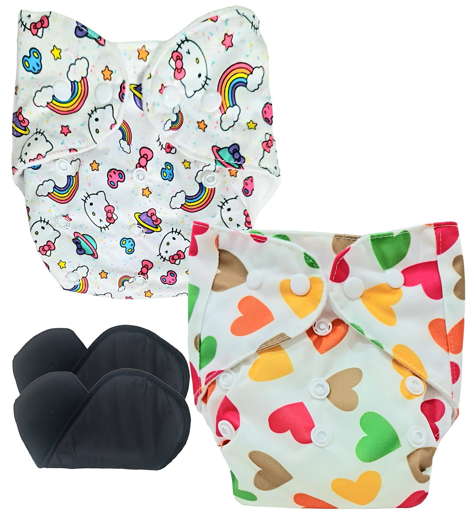 81h4aonKTSL-1.jpg First Kick Reusable Cloth Diaper with Quick Dry UltraThin pads|Freesize, washable Diapers for baby 0-3 Yrs|Stay Dry & Lasts up to 3Hrs|Trim Fitting|Pack of 2 (2 shells + 2 Pads) - Fast Shipping to USA & Canada - Image 1