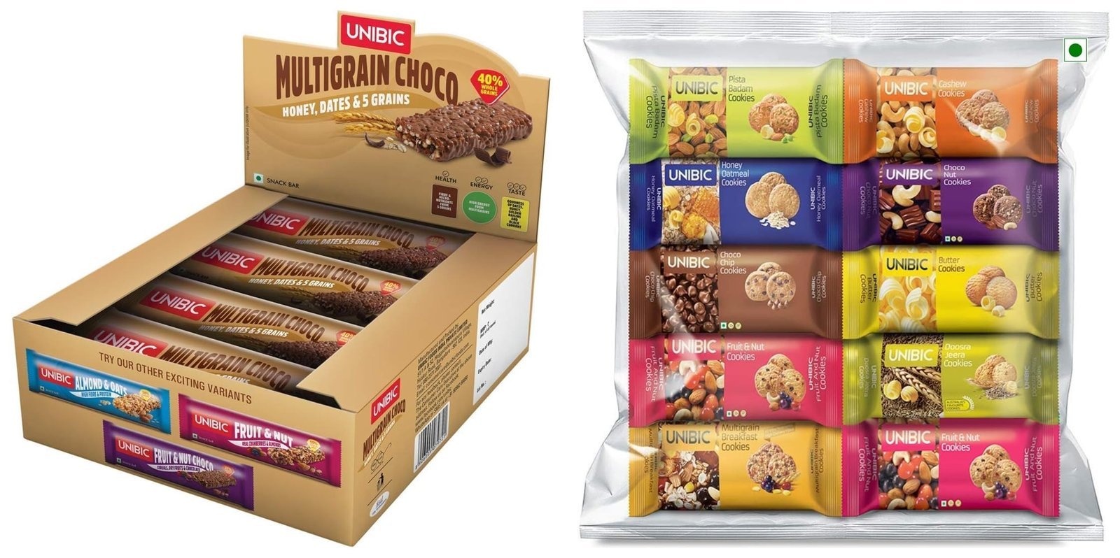 81n-KgA8APL-1.jpg Unibic Snack bar Multigrain choco - 360g - 12 Count & UNIBIC Cookies, Assorted Cookies, 75 g (Pack of 10) - Fast Shipping to USA & Canada - Image 1