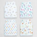 1st Step 100% Soft Muslin Cotton Snap Button Baby Jhabla - Pack of 4 - Set 1-3-6 Months - Fast Shipping to USA & Canada