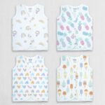 1st Step 100% Soft Muslin Cotton Snap Button Baby Jhabla - Pack of 4 - Set 1-3-6 Months - Fast Shipping to USA & Canada