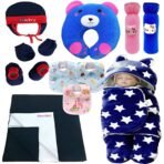 First Kick New Born Baby Gift Set Combo Pack for Baby Boys and Baby Girls Pack of 11 Pcs Navy Stars - Fast Shipping to USA & Canada