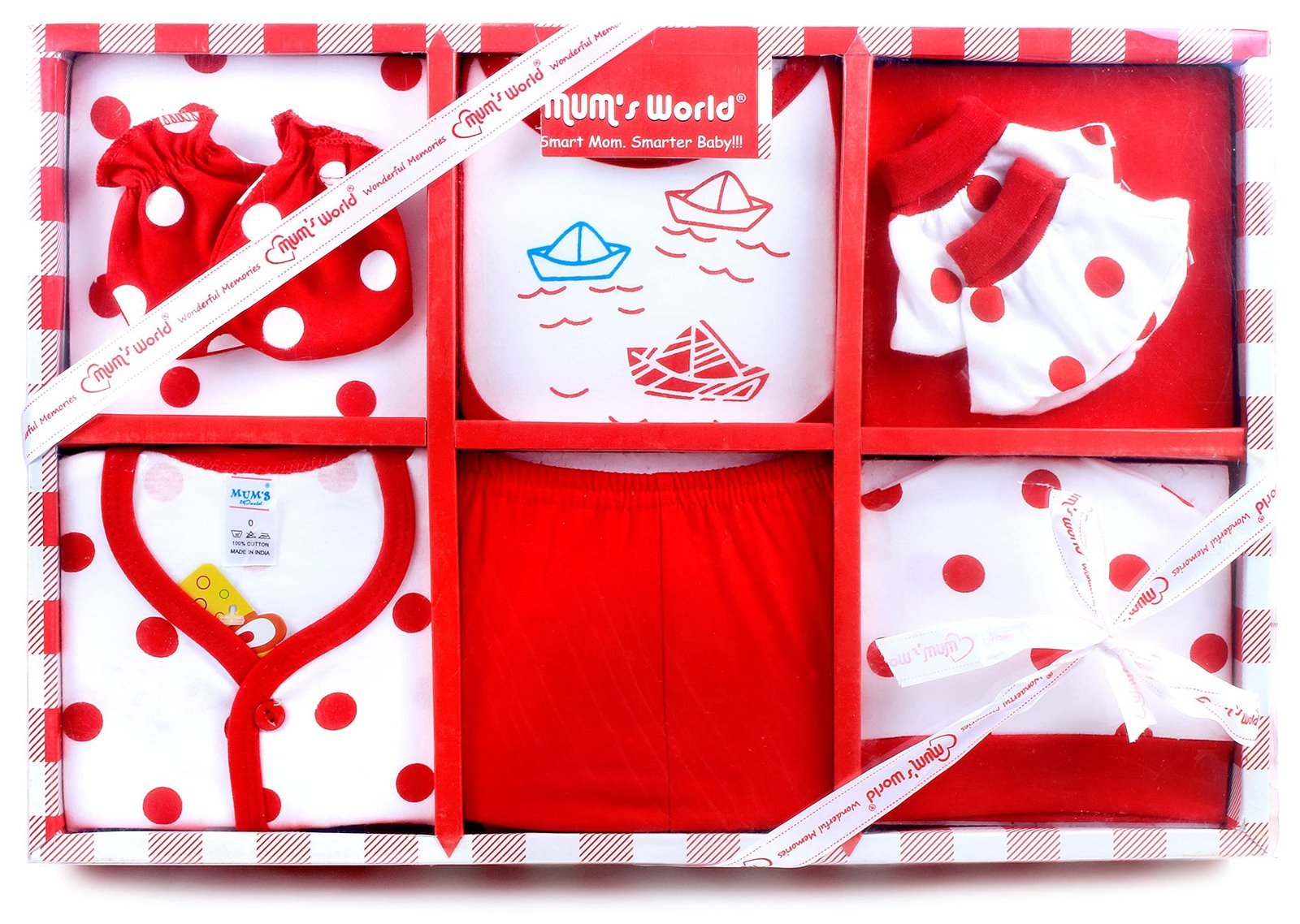 81t2vD1tJRL-1.jpg MOM CARE Newborn Baby Gift Set Has All Newborn Baby Essential Clothes in Baby Gift Set for or Girls Unisex 9 pcs (Red) - Fast Shipping to USA & Canada - Image 1